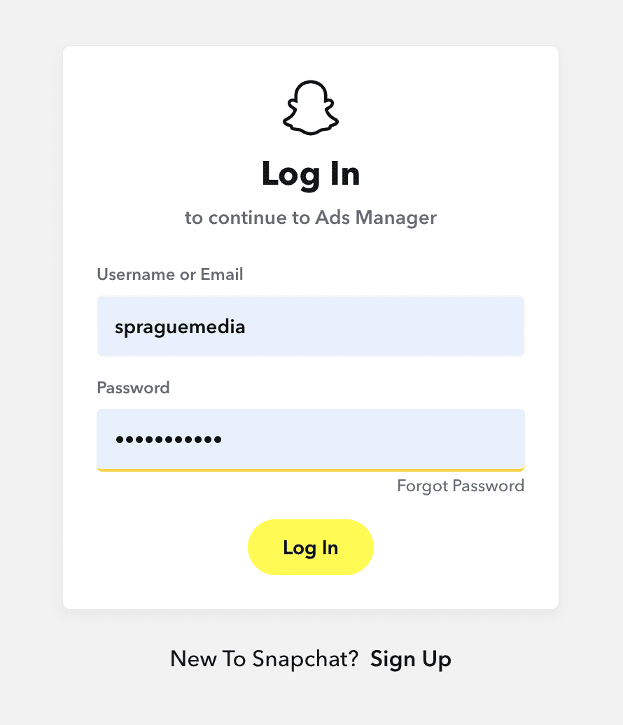 snapchat ads manager login