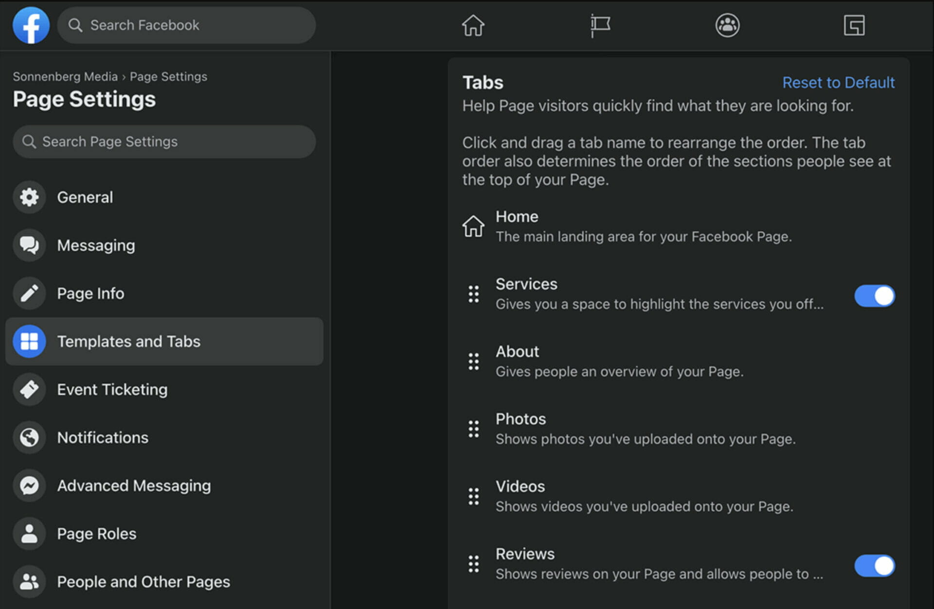 facebook business page optimize settings